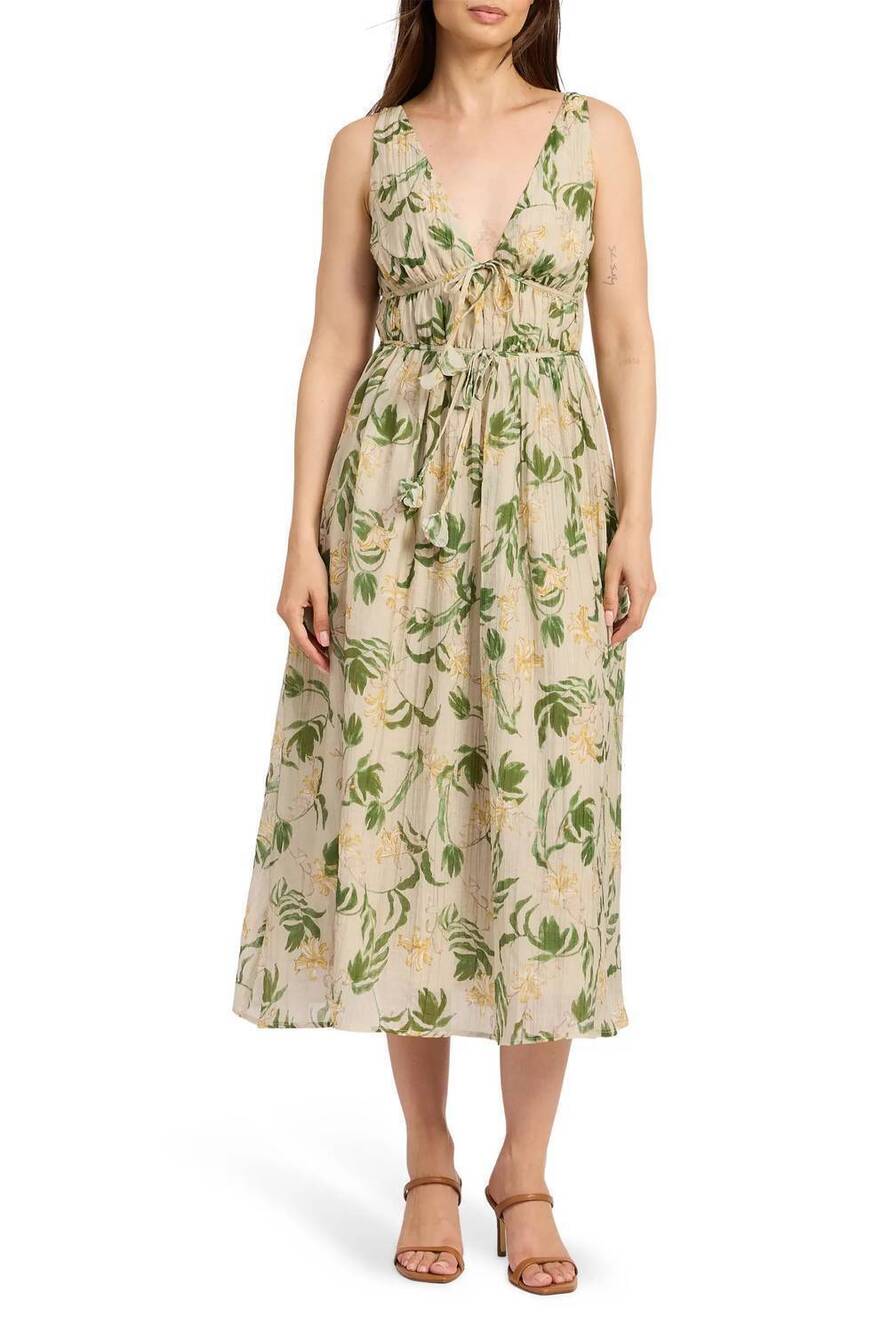 NEW EN SAISON linden midi sundress in sage emerald